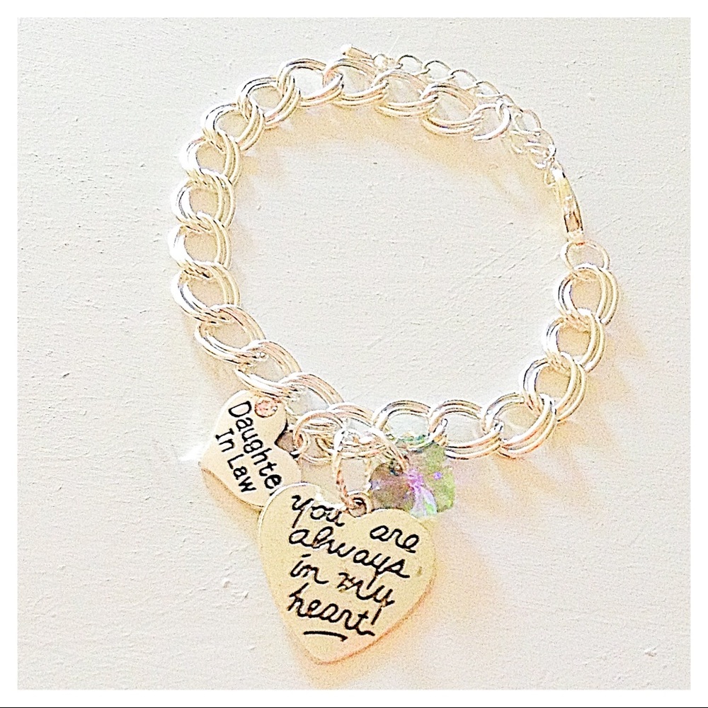 Personalized Daughter in Law Silver Charm Bracelet